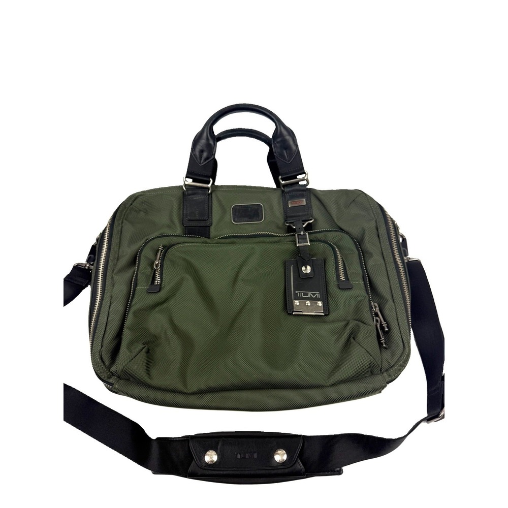 TUMI Alpha Bravo Yuma Briefcase Olive Green Spruce Ballistic Nylon Computer Bag